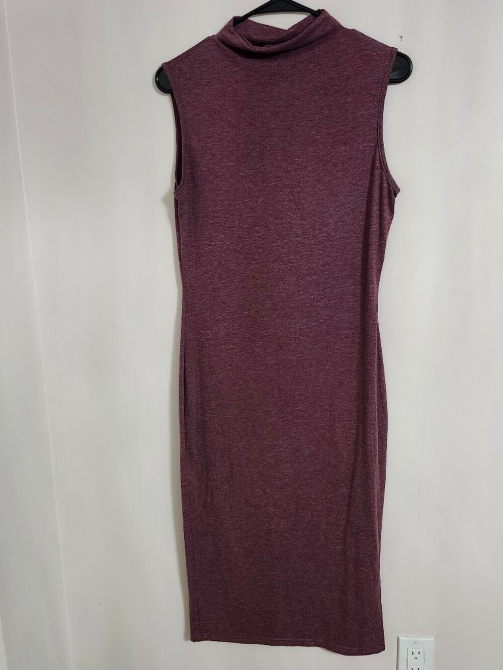 Burgundy Mock Neck Sleeveless Midi Dress | Size L